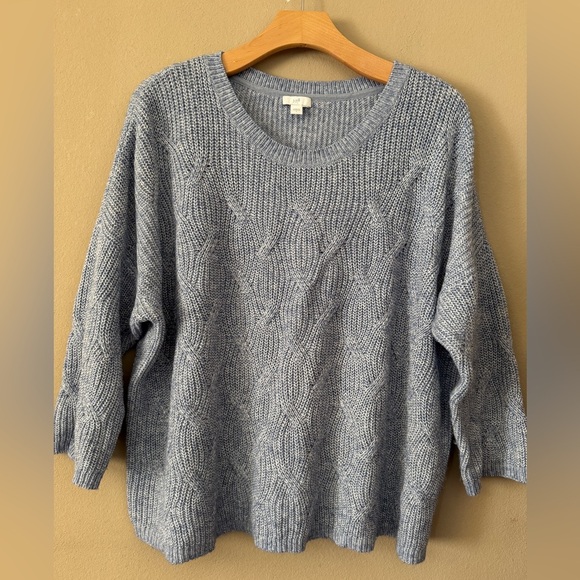 J. Jill Heather Blue Gray Cable Knit Sweater Size L - Picture 2 of 9